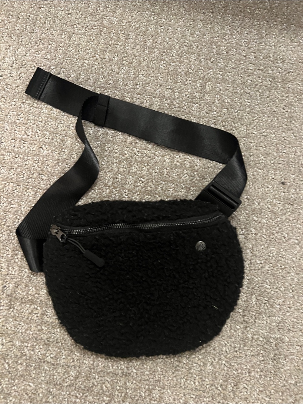 Apana Black Sherpa Fanny Pack Belt Bag